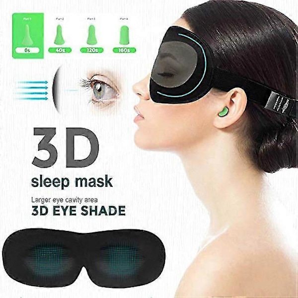 Ögonmask med logotyp, andningsbar 3D-resemask, mjuk rem, justerbar, bärbar ögonmask