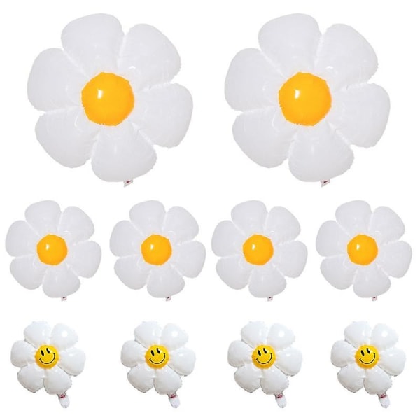 10 stk White Daisy Flower Folieballong Plumeria Bryllup Barn Bursdagsfest Dekorasjon Baby Shower I