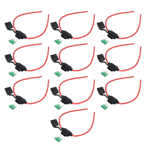 10 sæt inline sikringsholder, smeltebestandig, nem ledningsføring, vandtæt sikringsholder med sikring 12AWG, 30A YEMAA