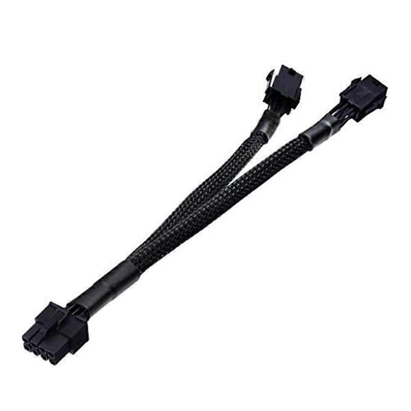 Dobbelt 6-pin hun til 8-pin han GPU strømadapterkabel flettet sleeved 20cm strømkabel