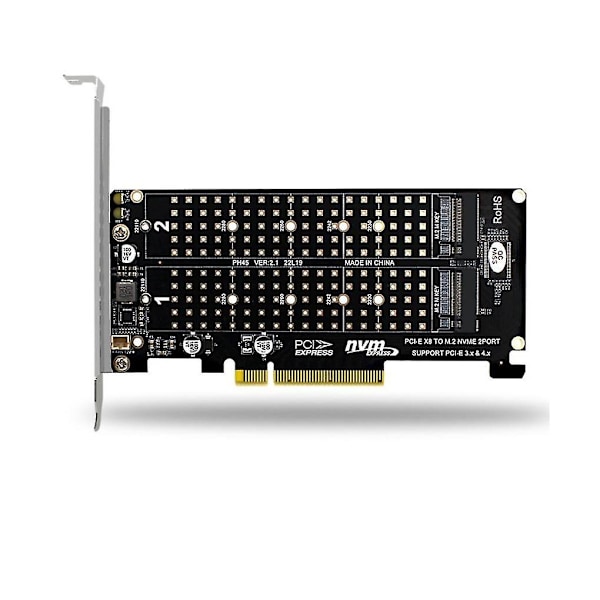 PCI-e X8 X16 Dubbel Disköverföringskort NVMe M.2 Mkey SSD Raid Array Expansionsadapter Moderkort P