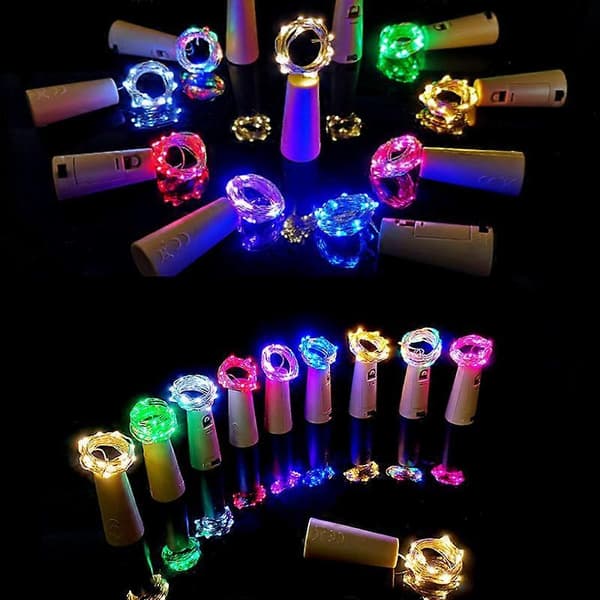 Flaskelys Fairy String Korkformet LED Bryllup Juledekorasjon 2M LED Purple