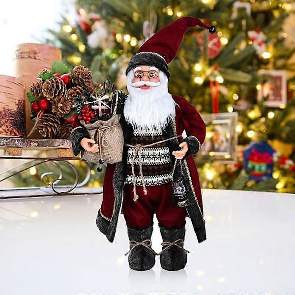 Söt Tomtedocka i Polyester, Cartoon, Stående Jultomte med Presentpåse, Figur för Jul