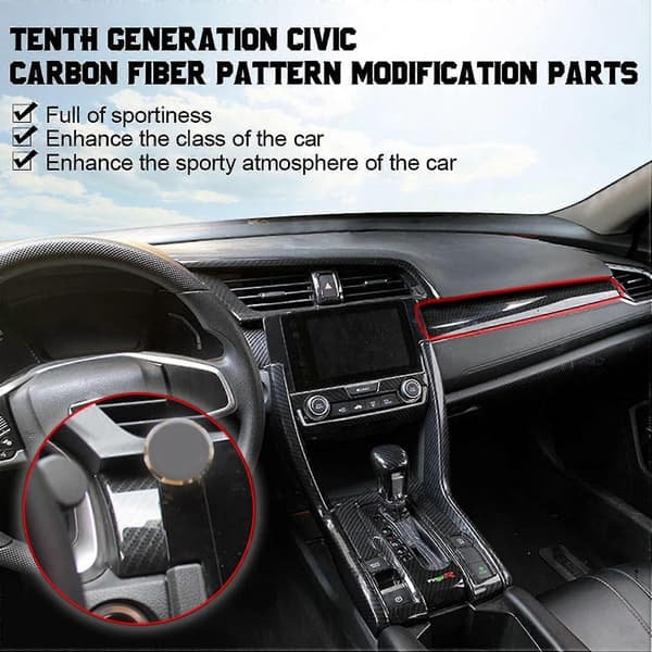 6 st Bil Centerkonsol Trim För Honda Civic 10:e Gen 2016-2020