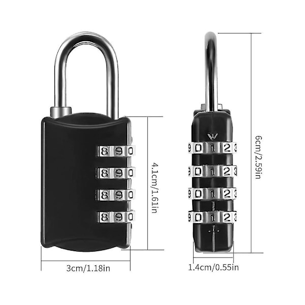 Kombinasjonslåser, 4-sifret lås med metallkodelås, værbestandig, koffertlås, kombinasjonslås