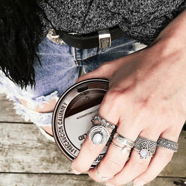 7 stk. Vintage Dame Midter Ring Sæt Blomsterkrone Udhulet Led Knuckle Negle Ring