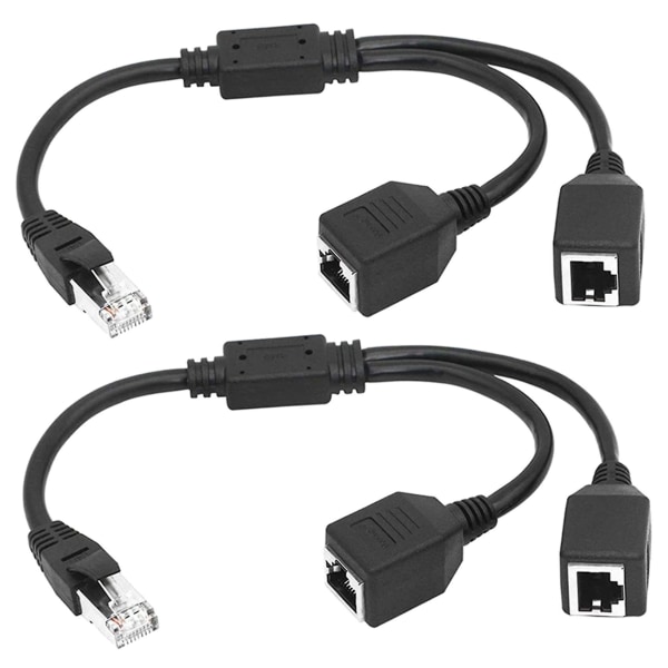 2x RJ45 1 Han til 2 Hun Ethernet Splitter Kabel for Super Cat5, Cat6, Lan Ethernet Nettverksforlengelse