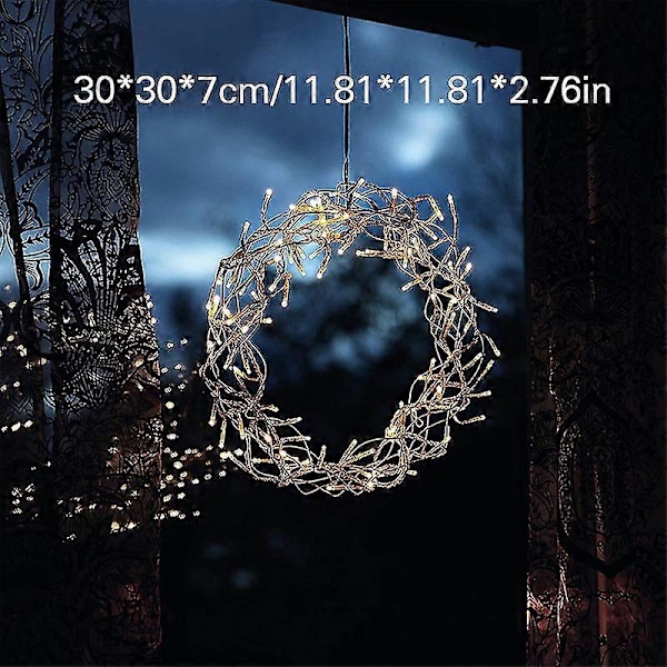 2025 Ny Metall LED Lysande Krans Batteridriven Julhängande Ornament