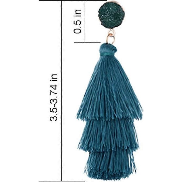Fargerike Tassel Ørepynt for Kvinner - Lagdelt Tassel Ørepynt, Grønn