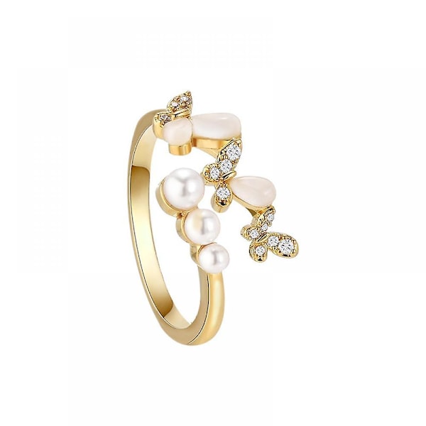 Öppen Ring Justerbar Fjäril: Falsk Pärla Midi Finger Ring Smycke Knuckle Ring