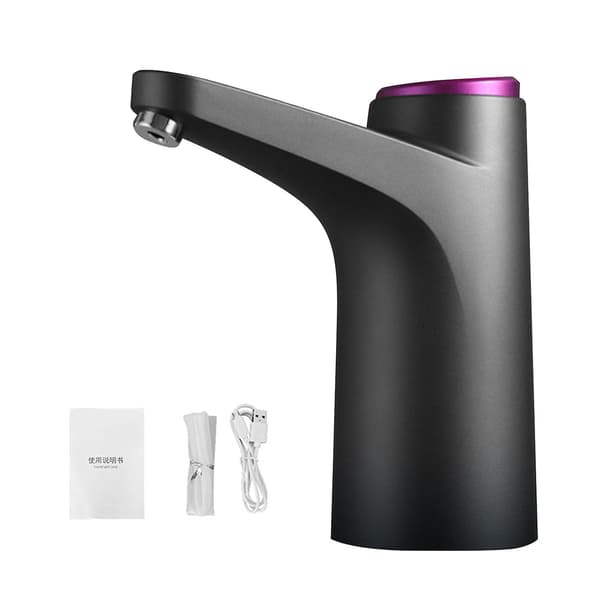 USB Lade Vannflaskepumpe Bærbar Vanndispenser for Hjemmet (Mørk Grå)