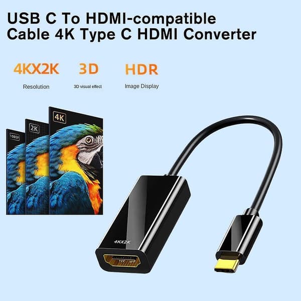 USB C til HDMI-kabel 4K Type C HDMI-konverter for MacBook PC Laptop TV-skjerm A