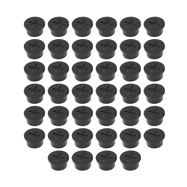 Gummiprop sort blød silikone trådhulsdæksel Støvprop tætningsring åbning 25 mm bordhulsdæksel