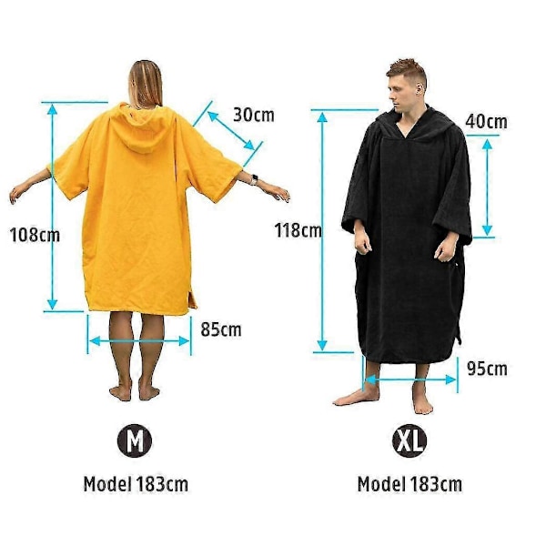 (punainen, M) Lämmin Imeytyvä Poncho, Uimahaalarin Vaihtoapuri Rannalla, Poncho Pyyhe Taskulla Ja Huppulla, Surffausponcho Aikuisten Naisille Miehille Uimiseen Surffaukseen Rannalle