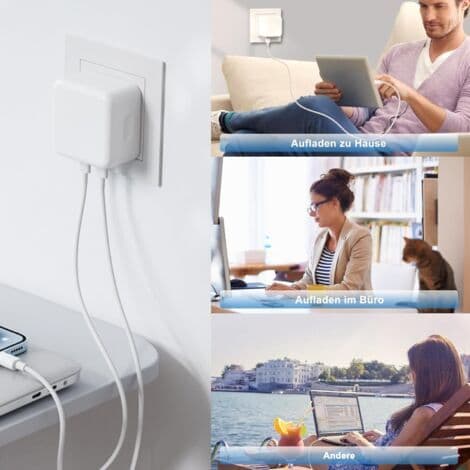 Dubbel USB-C-laddare för iPhone 15/14/13/12/11/X/Samsung/iPad