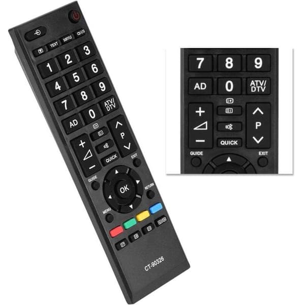 CT-90326 Multifunksjonell TV-erstatningsfjernkontroll for Toshiba-kontroller
