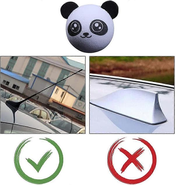 2 stk. Søde Panda Bil Antennekugle Bilantenne Topper Lastbil Dekoration EVA Antennekugle til de fleste bilmodeller med antenne