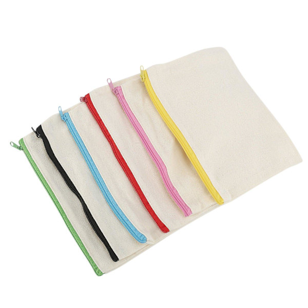 18 Stykker Canvas Makeup Taske Multifunktionel Kosmetik Taske Rejse Toilettaske Pen Pengepung Blankt DIY