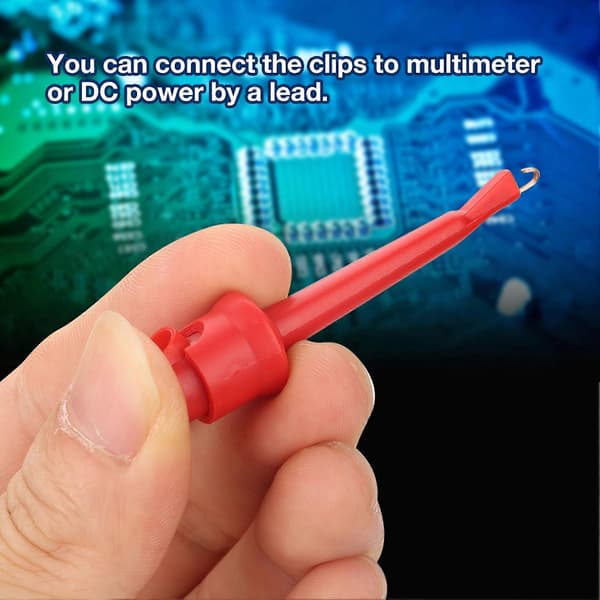 10 stk. P5002 Multimeter Testkrog Ledningsgrabber til SMt SMD IC D20 Kabel Lodning (Sort&Rød) YEMAA