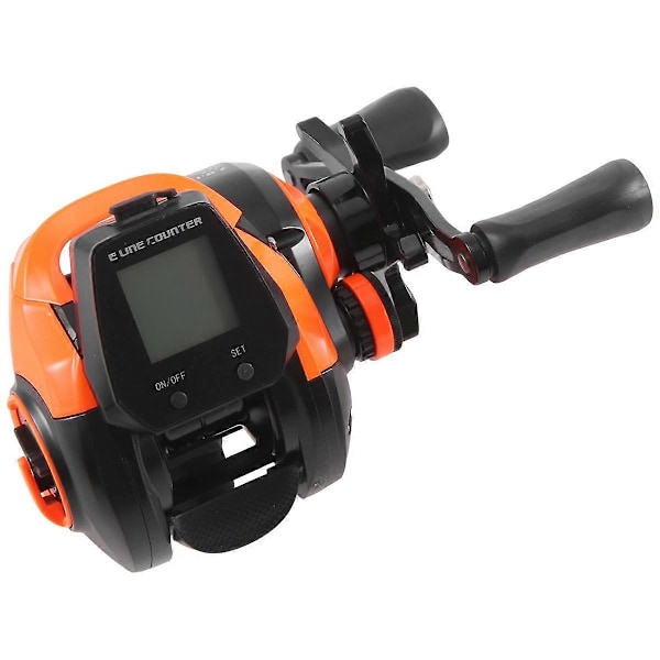 Elektronisk Baitcasting Fiskehjul LED-skærm USB og Solar Opladning 7.2:1 Hav Saltvandshjul Orange Højre
