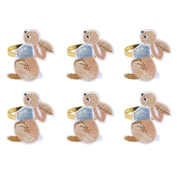 6st påsk servettringar, påsk designade med kanin, helgdag servetthållare för middag påsk del