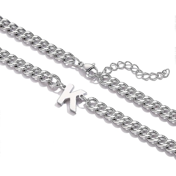 Initial A-z Kubansk Länk Halsband För Pojkar Män Kvinnor Bokstav Hänge Rostfritt Stål 6.5mm 18+2 Tum Smyckesgåva D Silver