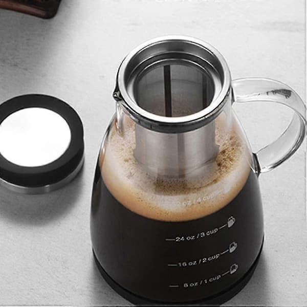 Kaffe Cold Brew-brygger - 32 Kopp Iskaffe Kaffe Cold Brew-brygger og kanne med silikonlokk Banmo