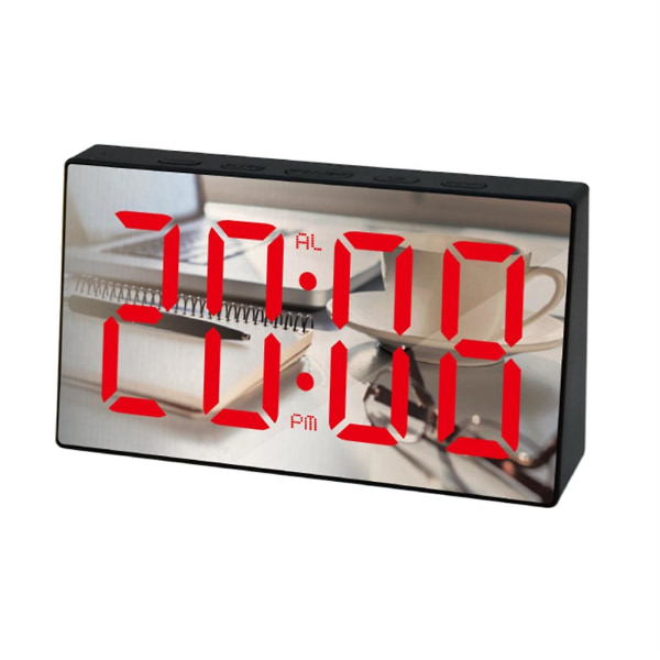 Led Spejl Vækkeur Digital Snooze Bordur Wake Up Light Time Temperatur Display Home Decor