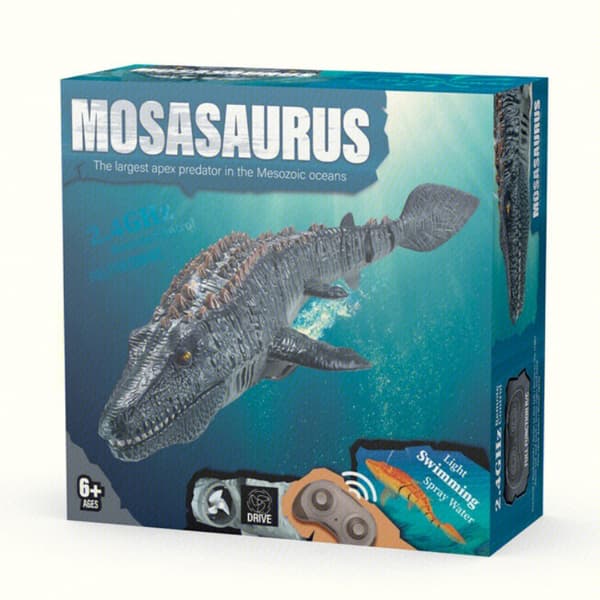 Fjernstyret dinosaur til børn Mosasaurus dykkerlegetøj RC båd med lys spray vand til swimmingpool sø badeværelse Ocean Protector badelegetøj