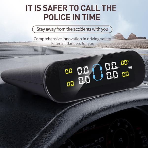 Bil TPMS Multifunksjonell Sanntids Overvåking Universal LCD-skjerm Trådløs Dekktrykksensor for Bil