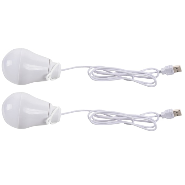 2x Dc5v 5w Led-pære Usb-lampe bærbart hvitt lys for utendørs bærbar PC (hvit)