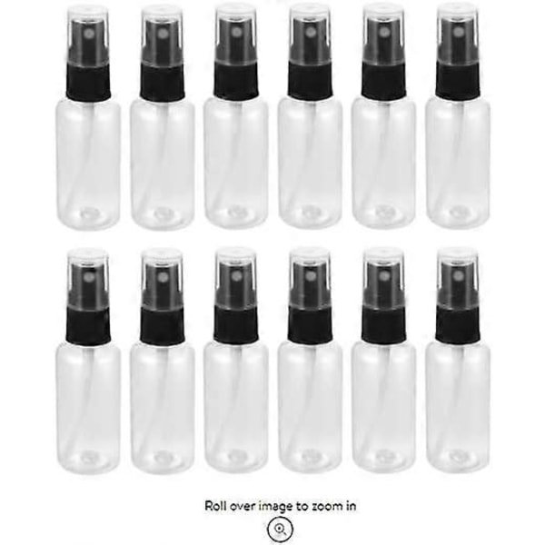 12 stk. Bærbare Reiseflasker Tomme Klare Plast Fine Mist Sprayflasker 30ml Reiseflasker