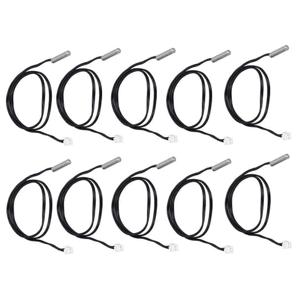10 stk. Temperatursensor Probe NTC Termistor Temp Transducer 5x25mm Cylindrisk Hoved 500mm 20K B3950