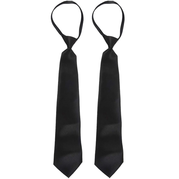 Menn Solid Svart Polyester Zip Up Necktie Glatt glidelås slips