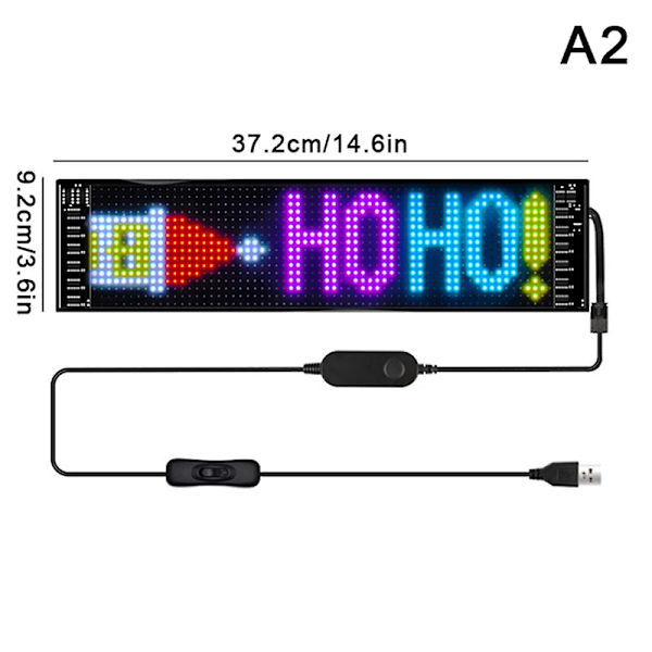 Automotive LED-skylt Flexibel LED-matrispanel USB Bluetooth-applikation 9,2*37,2cm