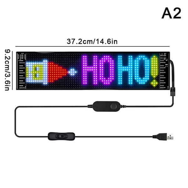 Auton LED-kyltti Joustava LED-matriisipaneeli USB Bluetooth -sovellus 9,2 * 37,2 cm