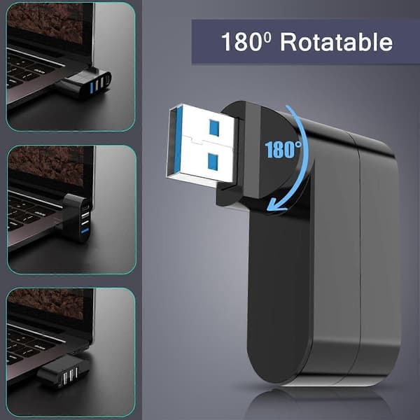 4-Port USB 3.0 Hub med 3 USB-porter og 1 USB C Strøm/Data Port USB-utvider for Laptop Bil iMac