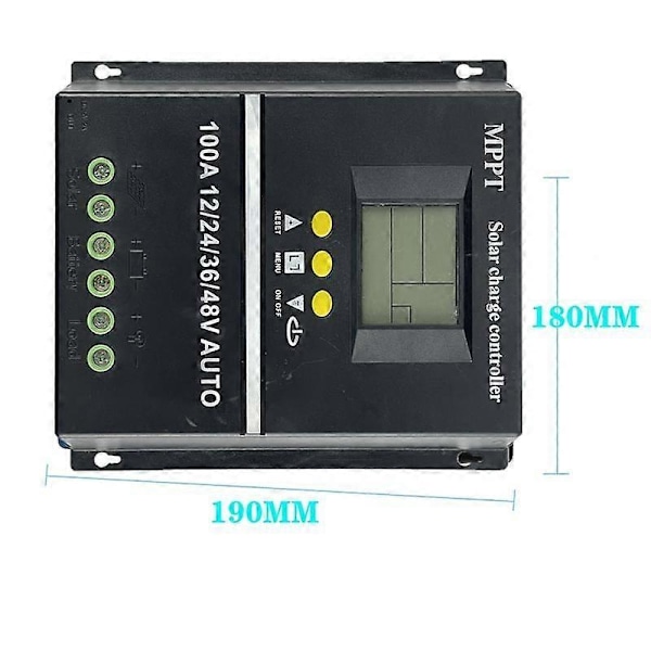 PWM 100A 12V 24V 36V 48V AUTO Aurinkoenergian Paneelin Latausohjain Aurinko PV Akun Lataus LCD MPPT:llä