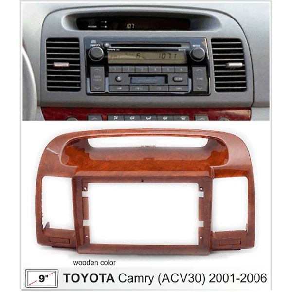 9 Tums 2din Bilradio Instrumentbräda För Toyota Camry 5 2001-2006 Stereo Panel För Montering Bilpanel Dubbel Din CD DVD Ram