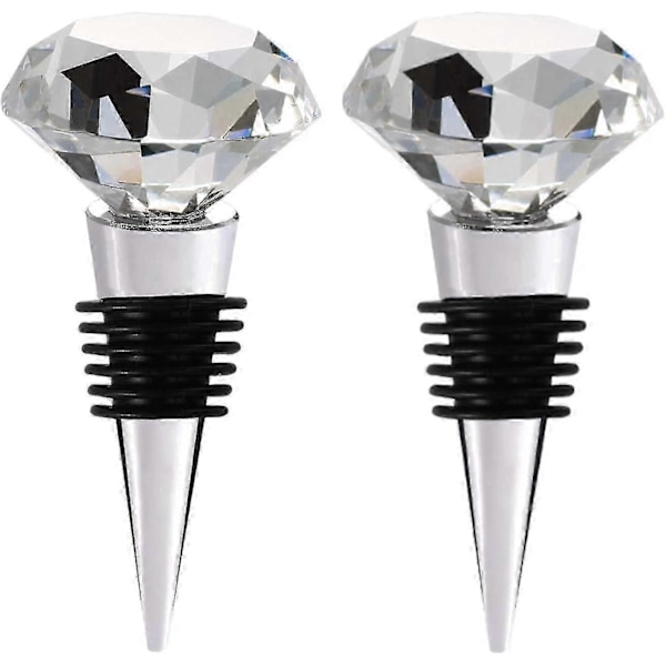 Vinflaskproppar med presentförpackning, dekorativa kristalldiamant vinproppar glas korkar för vinflaskor håller vinet fräscht 2-pack