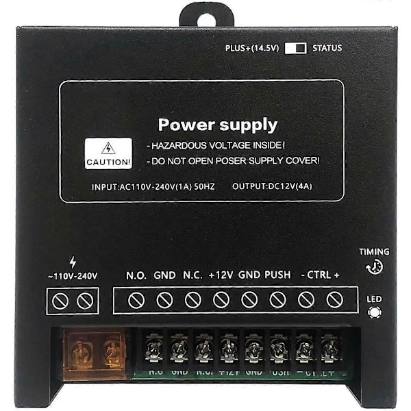 Strömförsörjningskontroller för dörråtkomstsystem Elektriskt lås Intercom Kamerainmatning 110V-240V AC till Utgång 12V DC 4A