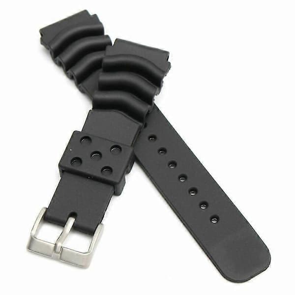 22MM Sort Gummi Urrem/Udskiftningsrem Til SEIKO DIVER'S Ur