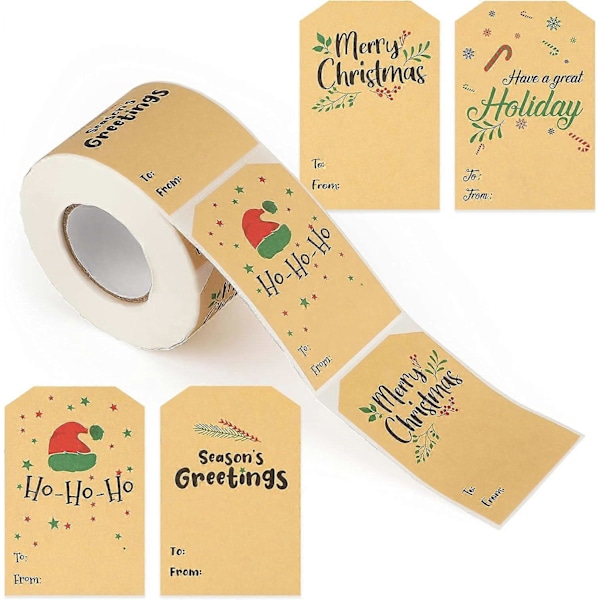 Hyvää Joulua Paperitarrat 7,5CM * 5CM Tarttuvat Tarrat Paperitiivisteet Joulu DIY Lahjapakettiin