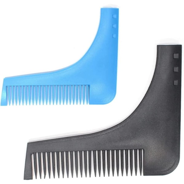 Værktøjsskabelon til skægformning, skægformningsværktøj plus kamformningsskabelon Kamværktøj til skægstylingsskabelon til mænds skægtrimning og -pleje(blå&