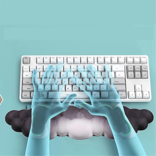Tastatur Håndleddsstøtte Skyform Håndleddspute Mus Lær Håndleddsstativ Ergonomisk for Laptop Kontor Musematte Rosa-Hvit
