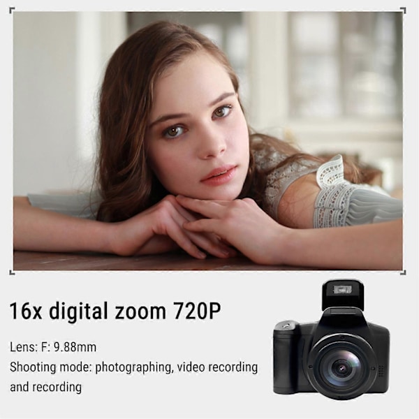Digitalkamera 16Mp 2.4 tommers LCD-skjerm 16X Digital Zoom 720P Digitalkamera Lite Kamera For Tenåringer Studenter Gutter Jenter Seniorer
