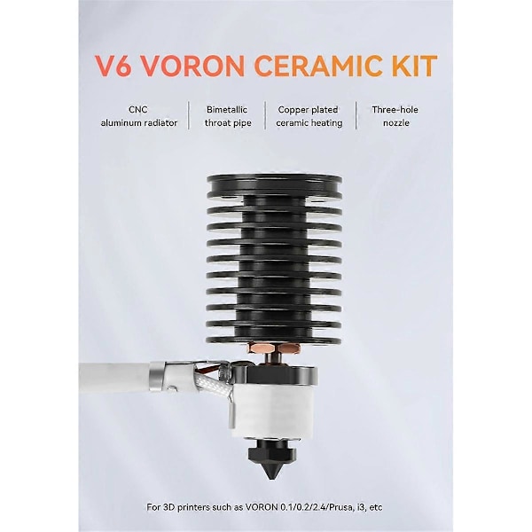 For Voron 0.1/0.2/2.4 Hot End V6 Hotend V6 Bimetallisk Hals Keramisk Varmeelement Print for Prusa 3D P