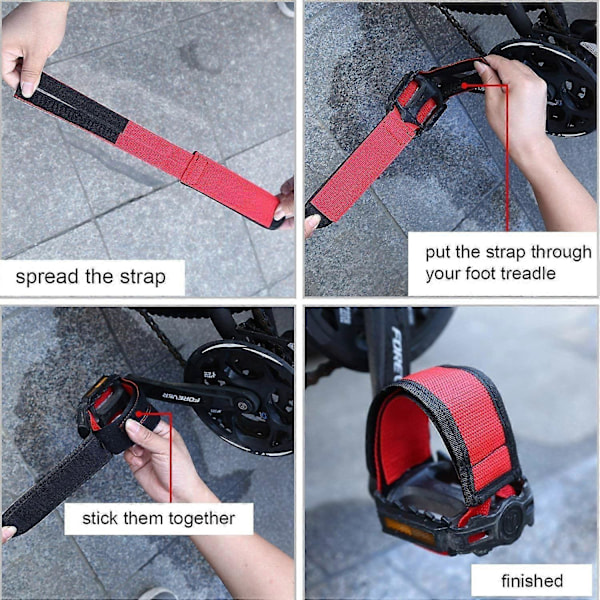 1 Par Cykel Pedal Stropper, Pedal Tåclips Stropper Tape til Fixed Gear Cykel, Rød