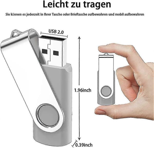 USB-minnepinne 2 GB 5 stk. Minnepinner USB-pinner 360° rotasjon. Høy hastighet
