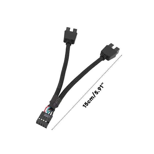 2 stk. Computer Motherboard USB Forlængerkabel 9 Pin 1 Hun til 2 Han Y Splitter Audio HD Forlængerkabel til PC DIY